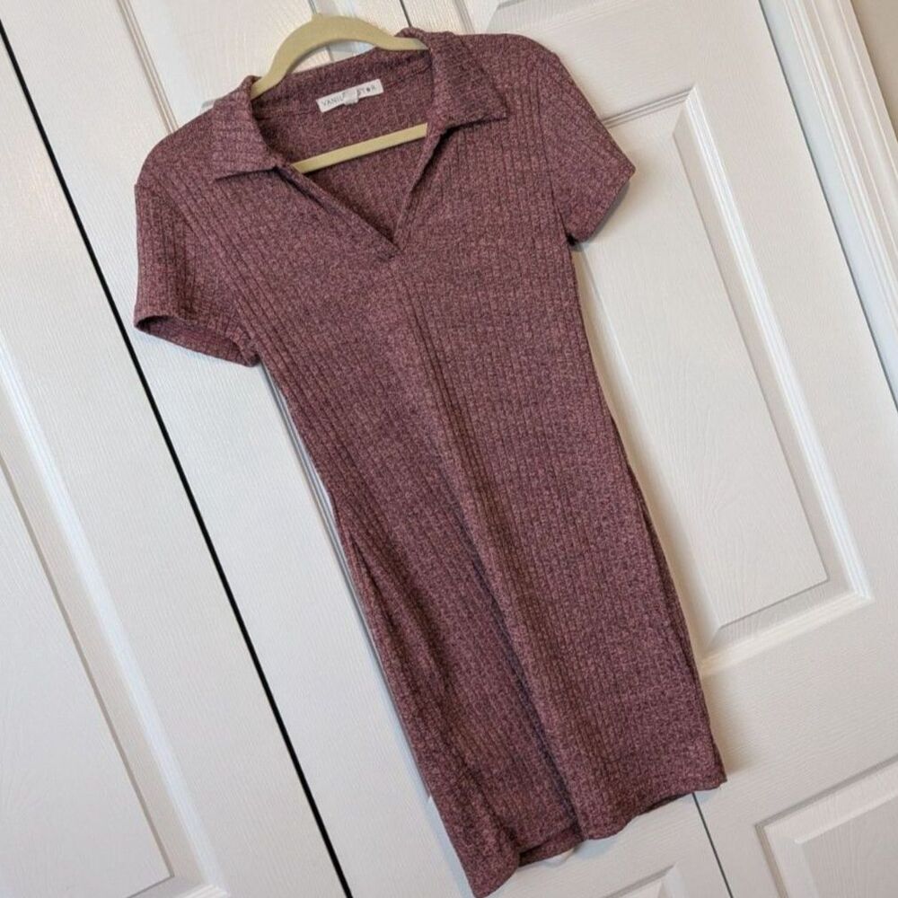 Vanilla Star Red/Black Heather Preppy Collared T-shirt Dress Medium Y2k Academia